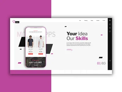 Homepage Mockup For Designer Studio design flat minimal typography ui ux web website