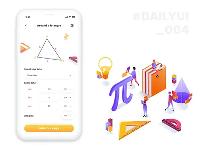 Daily_004 calculator concept dailyui design education geometry illustration mathematics mobile app service ui ux vector