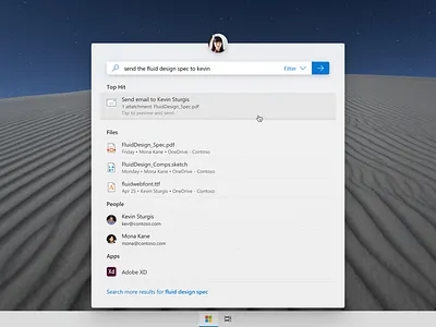 Search Flyout app desktop fluent design microsoft search ui