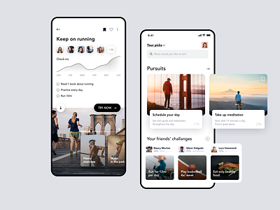 Habits & routines mobile app app cards clean design fitness flat friends habit ios iphone iphonex mobile modern motivation routine slider social statistic ui ux