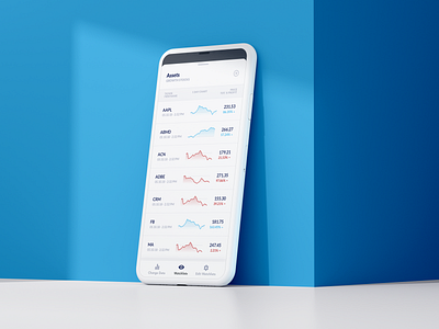 Financial Watchlist App for iOS blue design financial fintech interface ios typography ui ux white