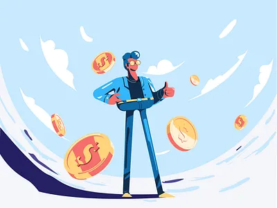 Successful payment app application art character design dribble illustrator man money motiongraphic vector