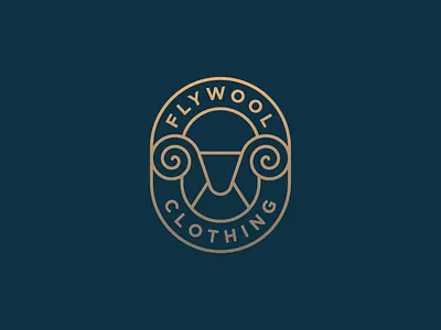 flywool clothing animal branding elegant emblem geometry logo luxury sheep stroke wool