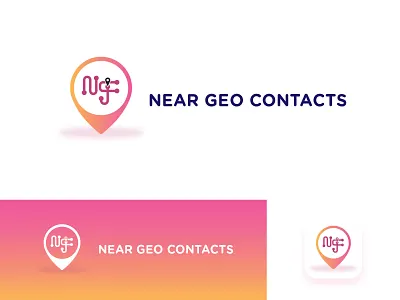 Near Geo Contacts | Logo Design app brand brand identity branding colours design flat geography gradient icon illustration infographic interaction design logo logodesign orange pink startup typography vector