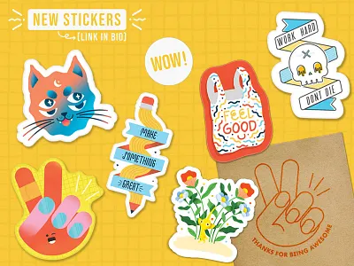 Sticker Store 2d agency brand branding color concept create cute doodle flat fun pencil product promo promotional skull sticker stickers vinyl visual
