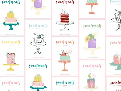 all sweetmeats botany cake design flat，illustrantions flower illustration pink vector 平，插图，人