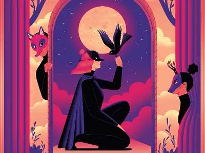 Crop of 'Play' - for Us Folk 4 exhibition character design characters digital art exhibition illustration illustration artist illustrator moon poster stage surreal theatre vector