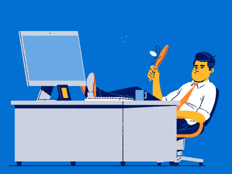 Paddle bat cel animation character computer desk desk job gif gif animation motion motion graphics office paddlebat