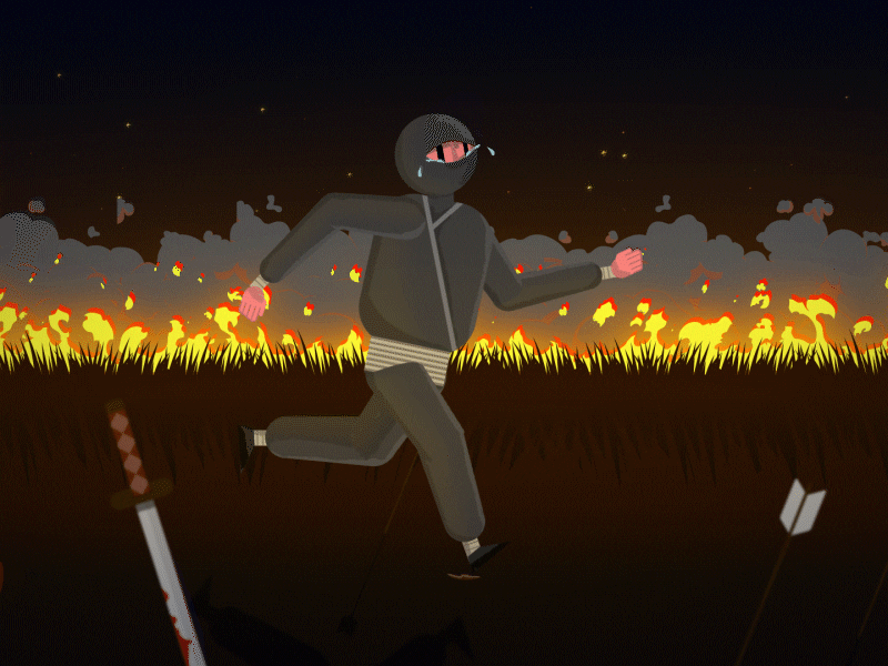 Flee like a ninja after effects animated gif animation character animation character design illustration motion design rigging