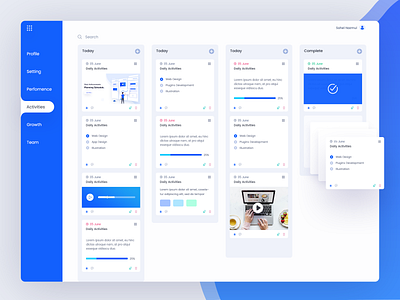 Task Management Dashboard Design admin template app dashboard illustration task management template design ui ux web design