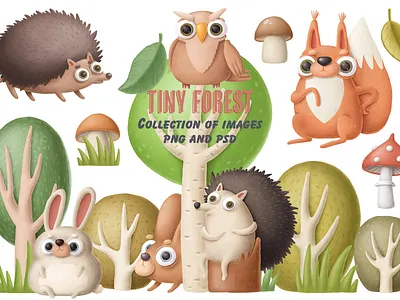 Forest collection animals animals clipart cartoon character design doodle forest clipart illustration