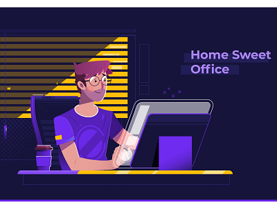 Home Office business communication computer internet laptop man modern night office professional typing using