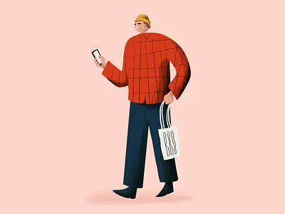A bro tote editorial illustration figure illo illustration ipad pro minimal person procreate