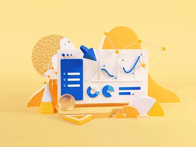 Yellow DATA 3d c4d illustration info infographic ui web yellow