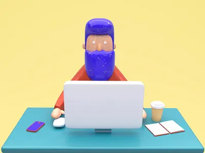 Toy worker 3d cg character cinema4d design hipster illustration render work