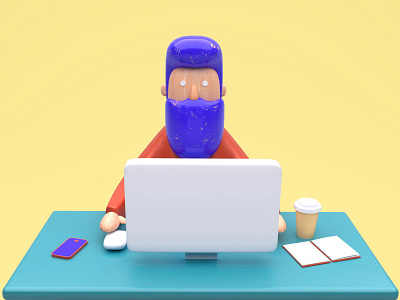 Toy worker 3d cg character cinema4d design hipster illustration render work