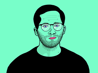 Self-portrait l Illustration art artist beard black draw drawing face glasses green head human illustrate illustration illustrator man person portrait procreate self portrait simple