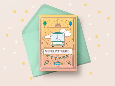 Birthday card for busdrivers birthday birthday card bus clean festive greeting card illustration illustrator stationary stationary design