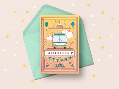 Birthday card for busdrivers birthday birthday card bus clean festive greeting card illustration illustrator stationary stationary design