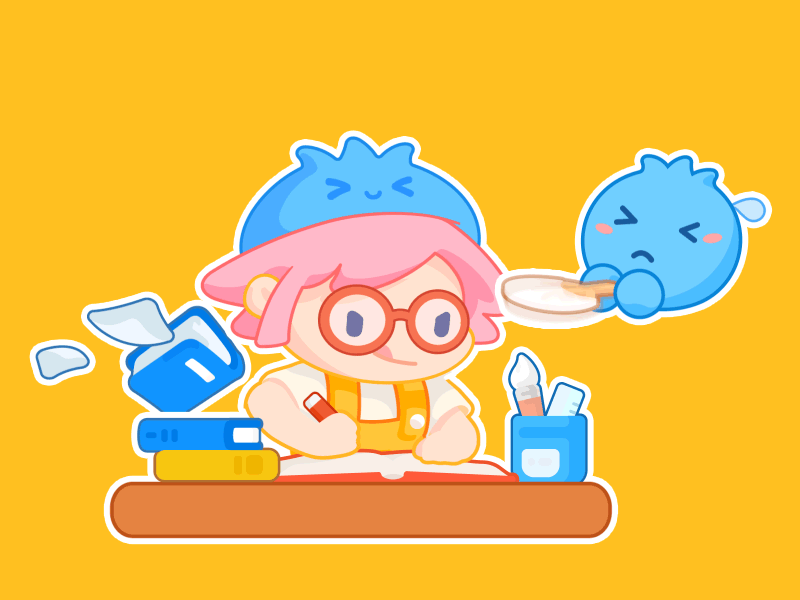 Study hard - Illustration 2d animation book design fan flat girl hot illustration learning onion study hard wind work hard