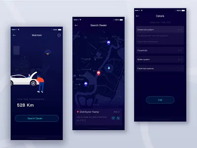 Telematics _03 app car icon illustration ios maintain map search dealers telematics ui