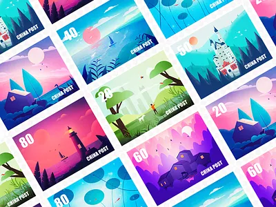 Illustration set colour illustrations photoshop