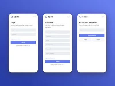 Mobile Sign up & Login | Splito app appdesign design field fields form input inputs login mobile responsive splito splitwise ui uiux ux uxui web website