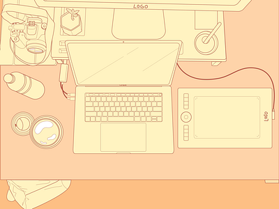 Work: In Progress art coffee design designer drawing illustration illustrations illustrator macbook mood tablet vibes water workspace