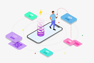 Mobile App Phone Top-Up Feature Isometric appdesigner bank customillustrations developer discount discounts illustration isometric mobile app phone redesign top up ui ux webdevelop webdevelopers webdeveloping webdevelopment