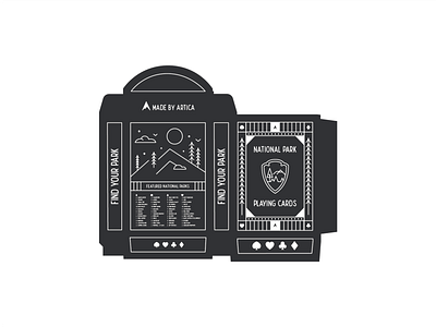 National Park Playing Card Packaging Design line art national park packaging design playing card poker vintage