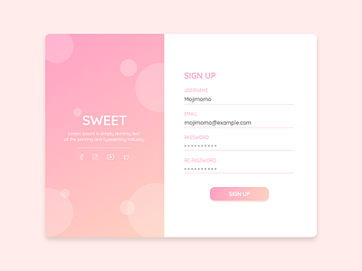 DailyUI #001 - Sweet Sign Up color design gradient sweet ui uidesign web web design