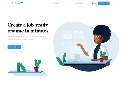 Hero Illustration concept header hero banner hero image home page homepage illustration landing page persona procreate resume saas typography. ui web