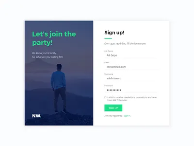 Sign Up Form app branding design exploration login register register form signup ui uiux vacation web web design webdesign