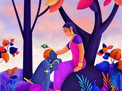 Radha Krishna - Eternal Evening 2d 2d art animation beauty creative art creative illustration design digital art drawing dribble evening illustration krishna radha wallpaper