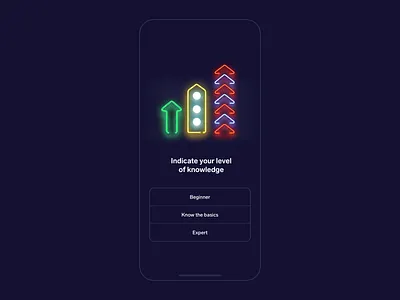 Select Level arrows beginner besics bulb choose dark expert illustration level light neon product design