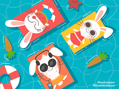 Summer Bunnies design digital digital illustration digital painting draw illustration illustration art ipad ipad pro kidsillustration paint procreate