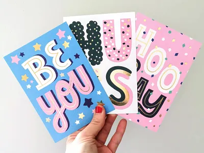 New cards card design cards color palette colorful cute flat color gold gold foil greeting card illustrated lettering illustration leena kisonen lettering lettering art lettering artist paper pastels positive scandinavian stationery