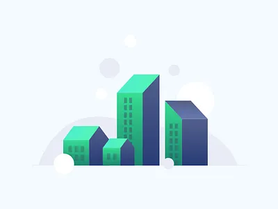Emerald town building city cityscape emerald flat gradient house illustration town vector website asset