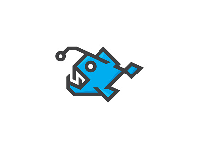 Angler Fish bait clean computers fish geometric line logo mark simple stroke technology