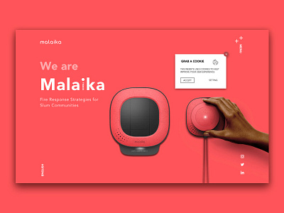 Malaika clean cookies device hero image landing mega menu menu product red ui ux uxui webdesign website