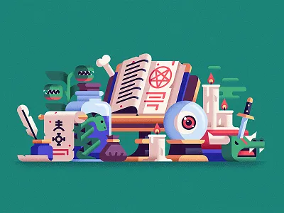 Sorcerer artwork crystal ball flat design geometric illustration magic minimal sorcerer still life vector