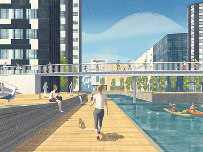 CultureTrip bike snake canal city copenhagen culture trip culturetrip illustration kayak sunny vector