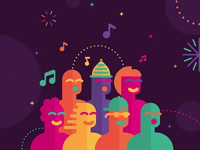 New Year's Eve Wroclaw -choir branding choir city icon identity illustration key visual minimal music party people pictogram respect vector wroclaw