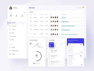 Hr Web Platform app blue dashboard design hr tsh ui ux web design