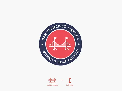Golf badge brand branding brandmark bridge creative design geometric golf icon logo logo design logo designer mark round san francisco symbol vick vick ben women