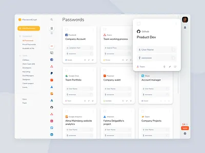 PassBox dashboad list material material design saas tile ui ui design user interface web web design web ui