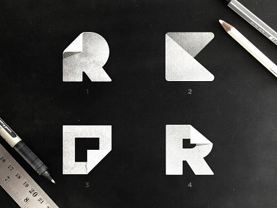 Resumedia - Logo Concepts blackandwhite cleverlogo folded paper lettermark logotypes monogram letter mark monograms negative space negativespace r logo smartlogo textures