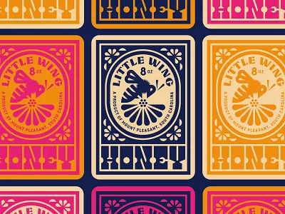 Little Wing pt. III bee flower food honey insect label packaging typography