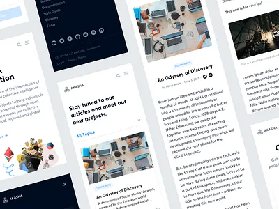 Akasha Website — Blog Mobile akasha article blog cards decentralized landing layout mobile significa ui ux website