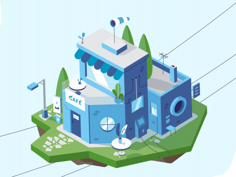 Flying cafe animation explainer fireart fireart studio motion design motion graphics